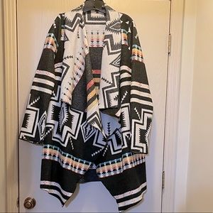 Lane Bryant Western Print Soft Wool Like Material Drape Jacket Size 14/16 NWOT